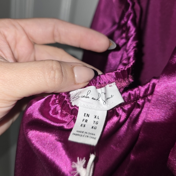 Birch And Stone Magenta Pink Satin Slip Dress Size X-Large - Picture 6 of 6